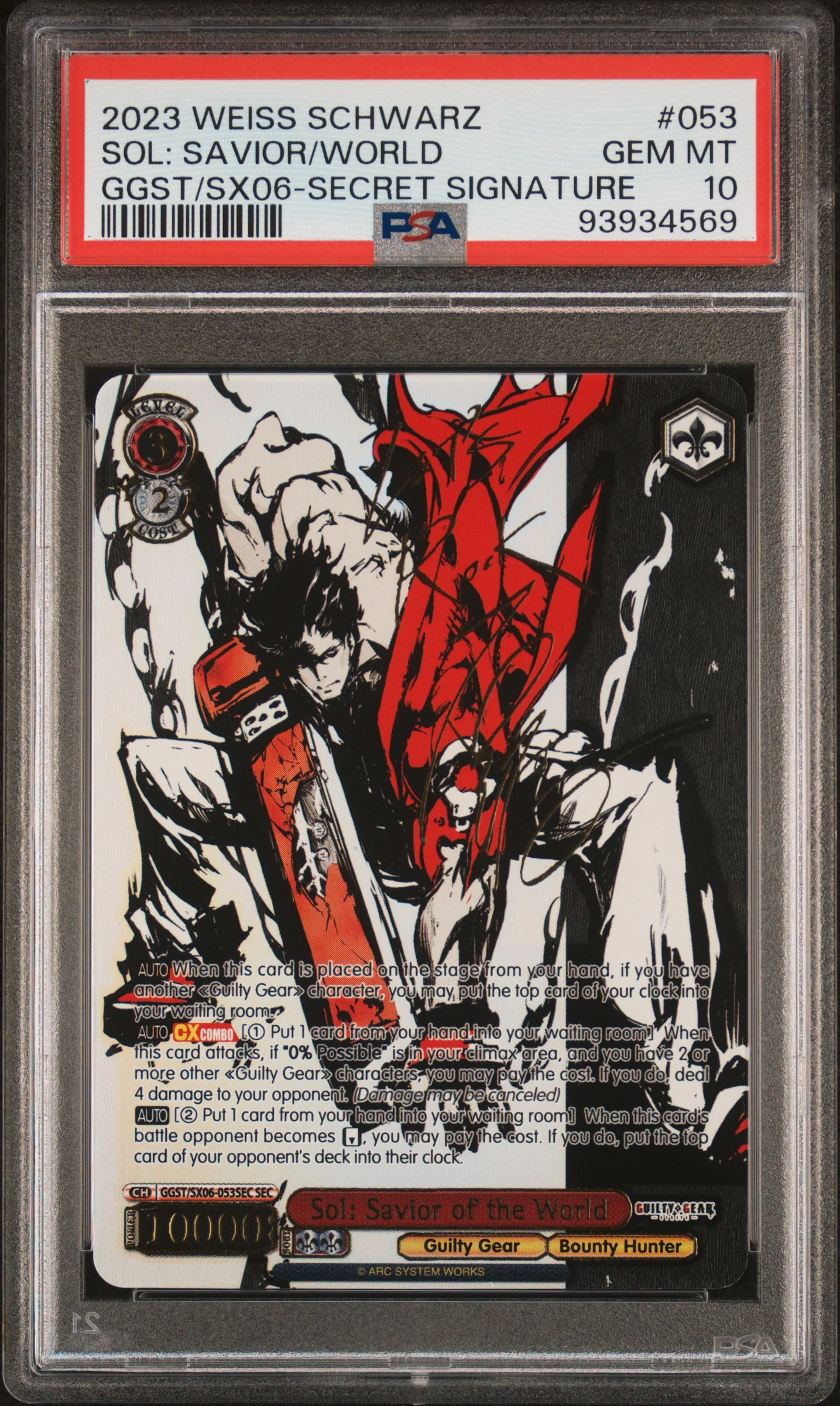 WEISS SCHWARZ GUILTY GEAR SOL: SAVIOR OF THE WORLD GGST/SX06-SECRET SIGNATURE - PSA 10