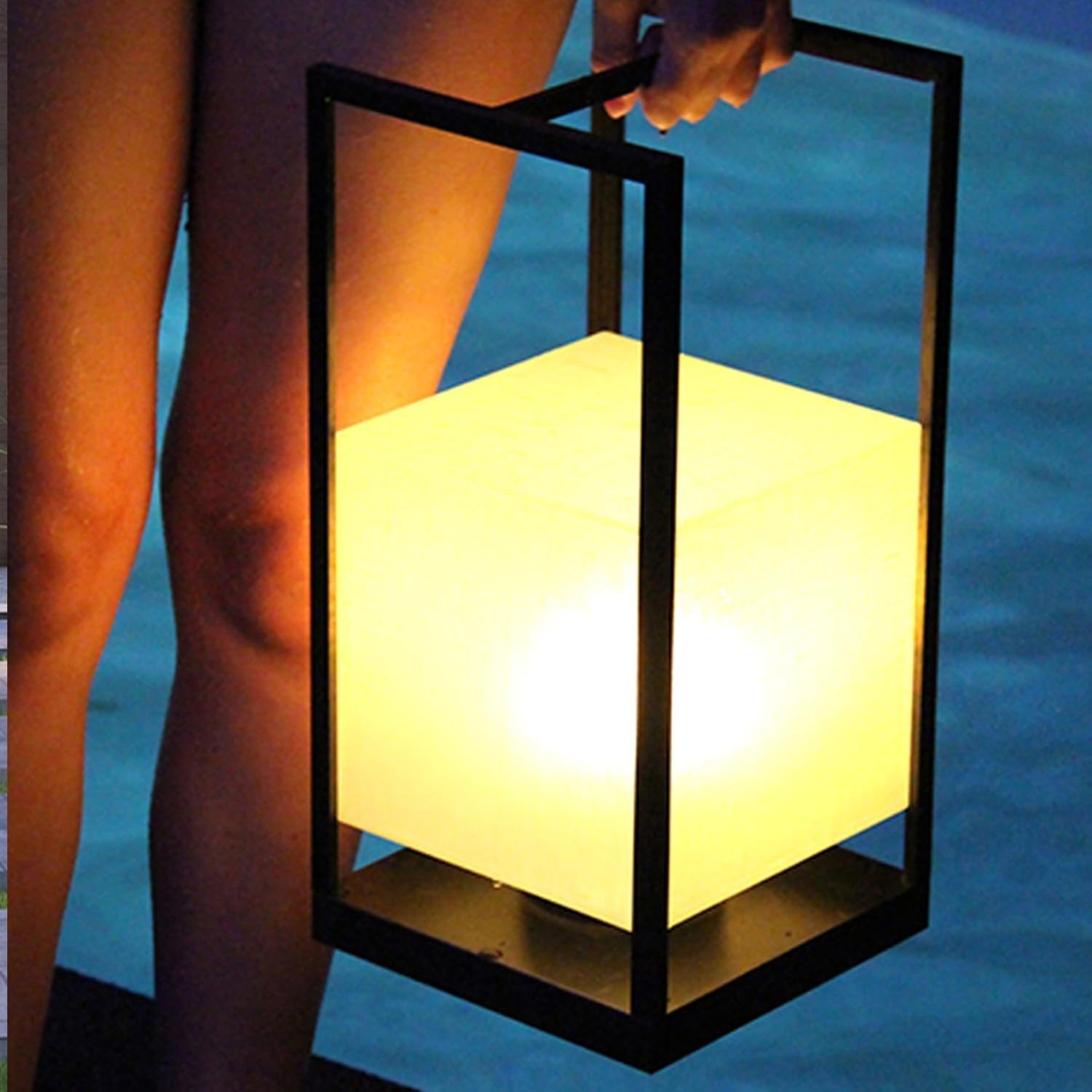 IP65 wasserdichte und verdrahtete Außenlaterne, 3000 K, warmweiß, Gartenlichter, modernes tragbares Standlicht für Hof, Veranda und Wegbeleuchtung (25 cm)