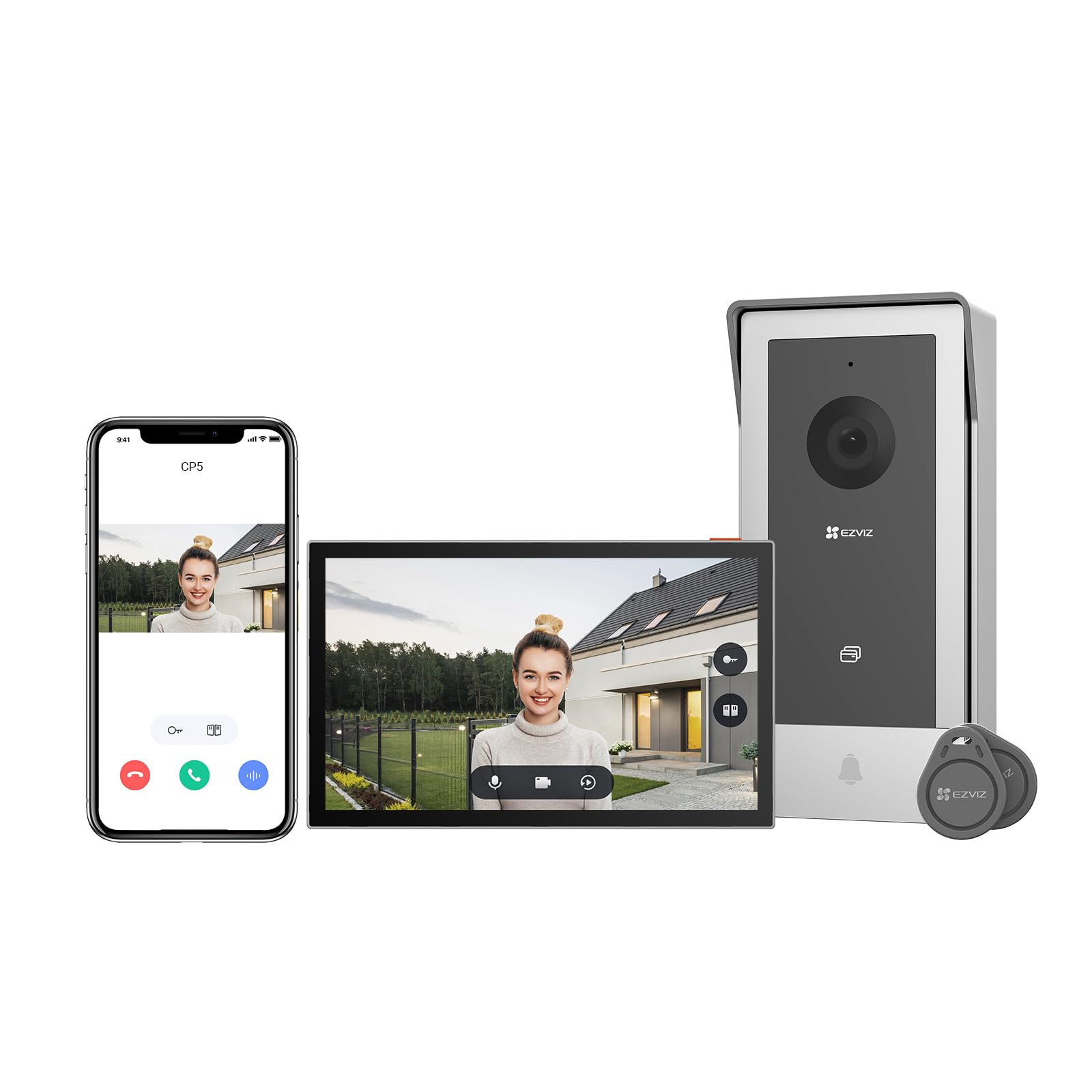 EZVIZ Videotürsprechanlage WLAN Türklingel mit 7 Zoll Farbtouchscreen HD Kamera Nachtsicht Zweiwegeaudio