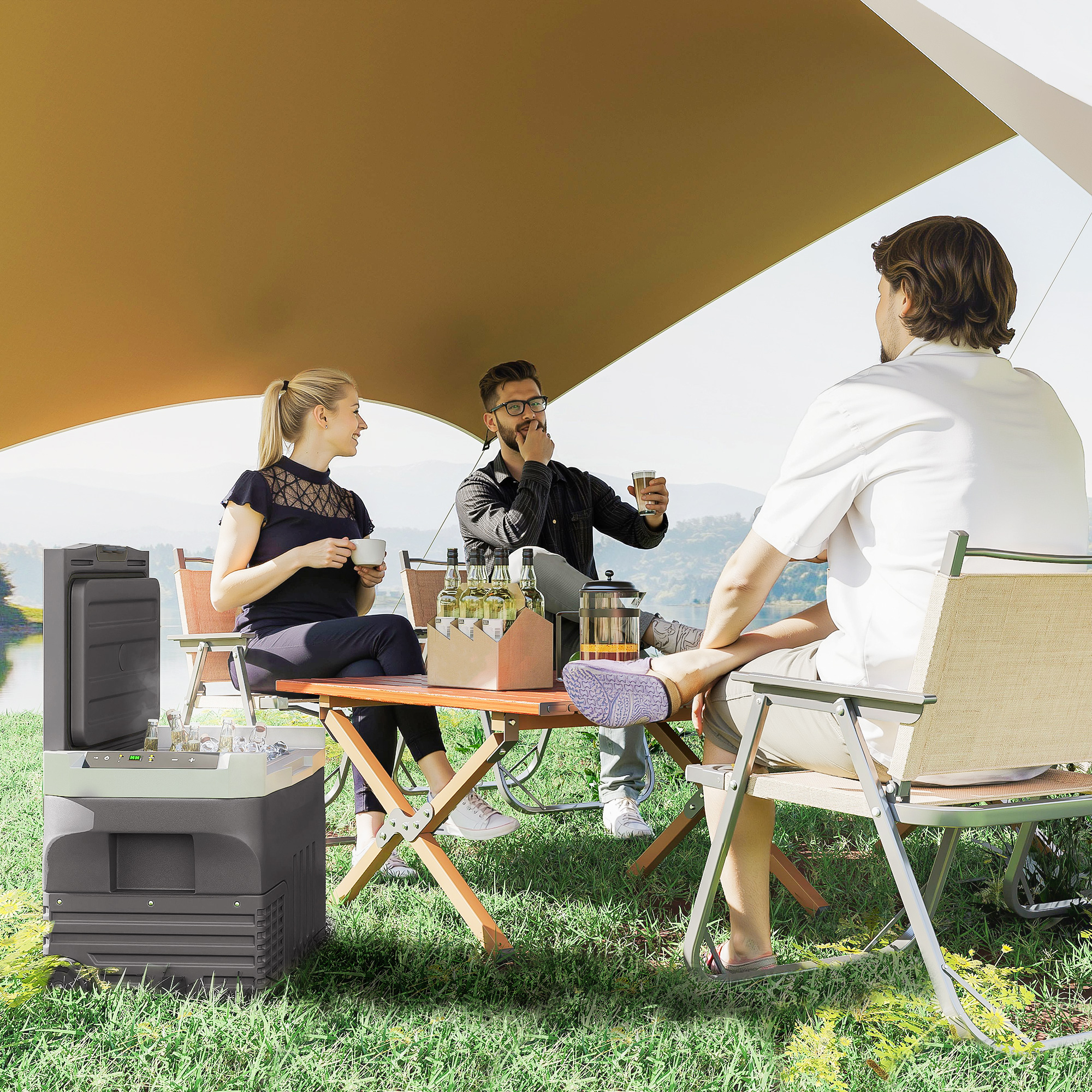 30L Elektrische Compressor Koelbox met LED ECO-modus en Koelbehoudfunctie Zwart