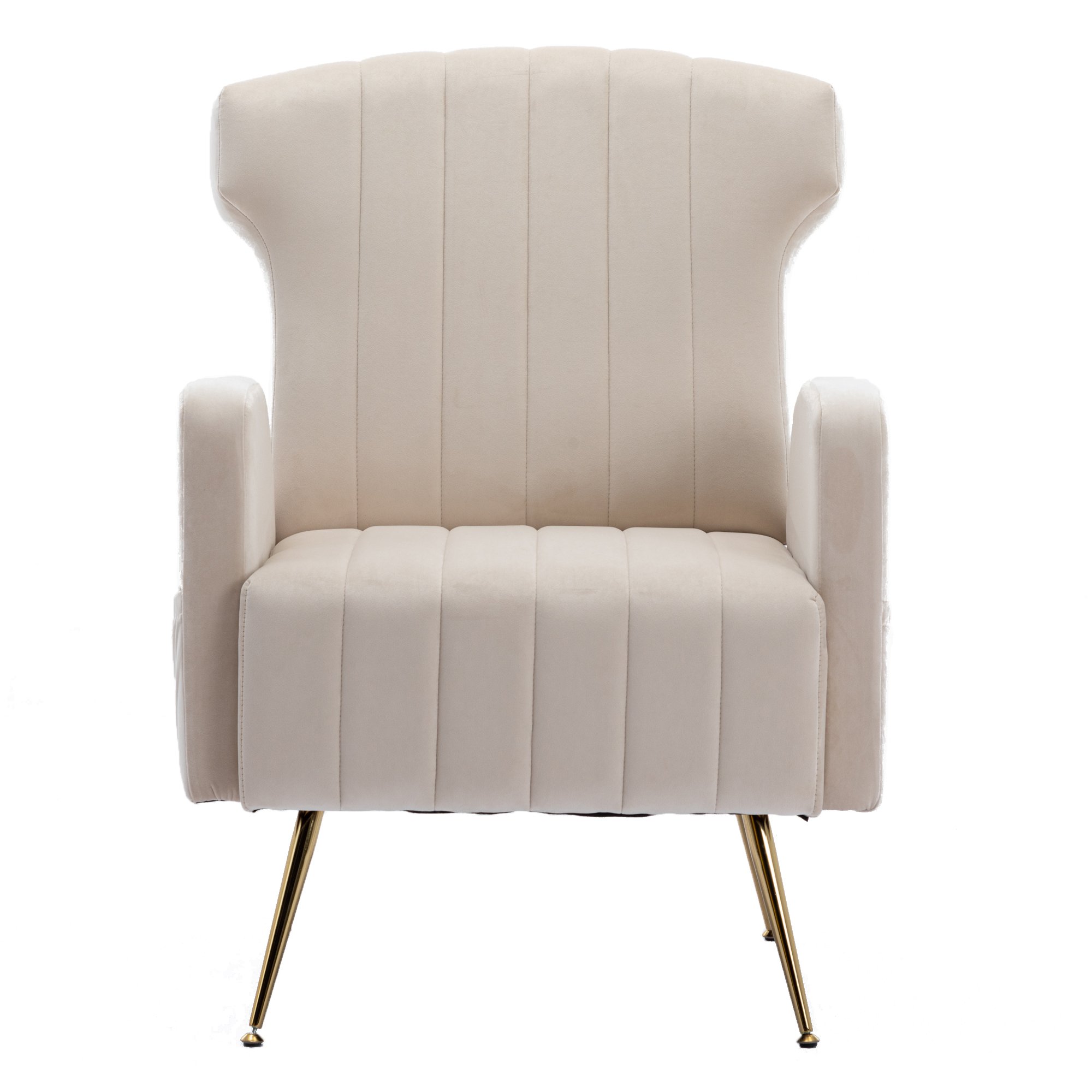 Relaxsessel mit Bezug in Samtoptik, elegantes und modernes Design für Wohnzimmer und Aufenthaltsraum mit Liegefunktion und abnehmbaren Kissen, Beige