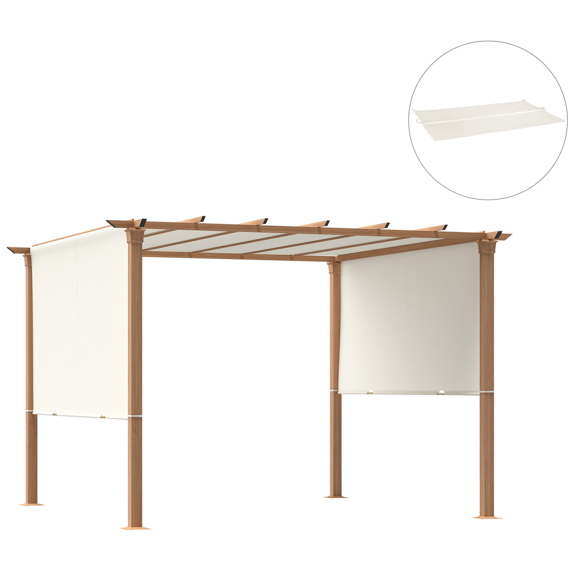 Outsunny Ersatzdach für ausziehbare Pergola 5 x 2,4 m für 3 x 3 m Pergola Polyester Beige