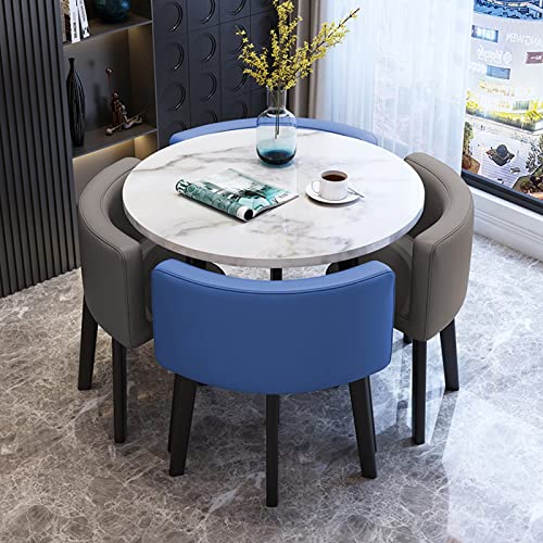 Set tavolo rotondo e sedia per negoziazione aziendale ufficio reception 80 cm tavolo con 4 sedie per casa, camera da letto, balcone, biblioteca, salotto, caffetteria, sedili in pelle : Casa e cucina