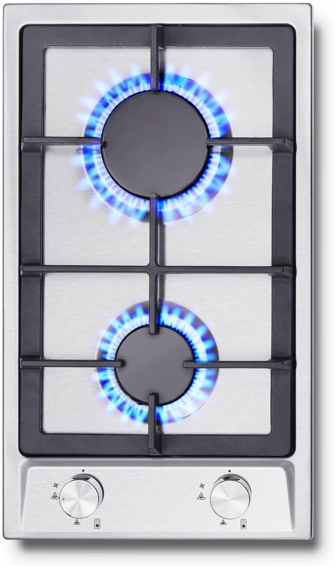 SNDOAS Piano Cottura 5 Fuochi, Piano Cottura 68cm con Protezione Automatica Della Fiamma, Gas Naturale e Gas Propano, Incorporato, Acciaio Inossidabile, 10460 W, 220-240 V