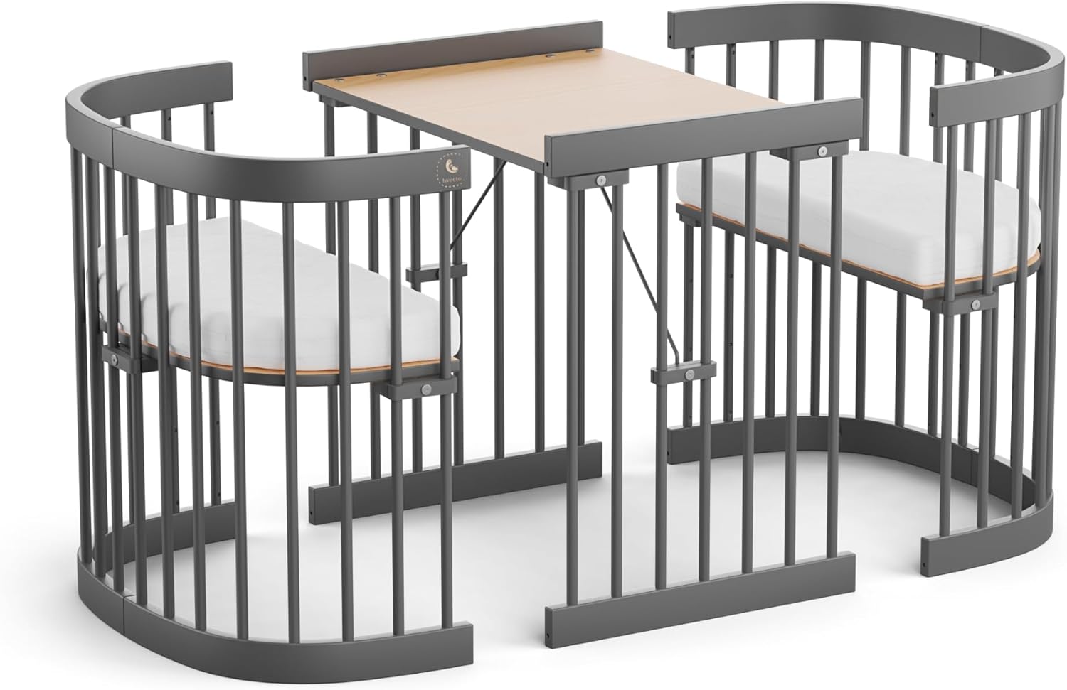 tweeto® Babybett 7 in 1 – mitwachsendes Babybett aus Holz | höhenverstellbares Beistellbett & Gitterbett | umbaubar zu Kinderbett & Laufstall (Buche Natur)