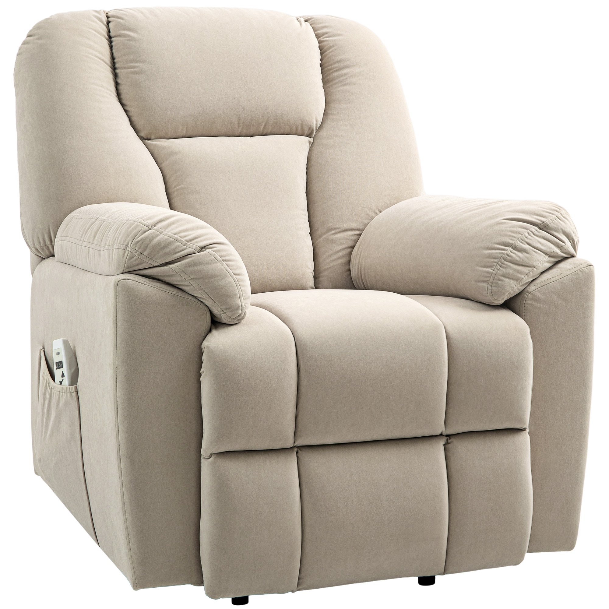 HOMCOM Relaxsessel mit Massagefunktion und Heizung, elektrisch mit verstellbarer Rückenlehne, USB-Anschlüssen, Fernbedienung, Beige