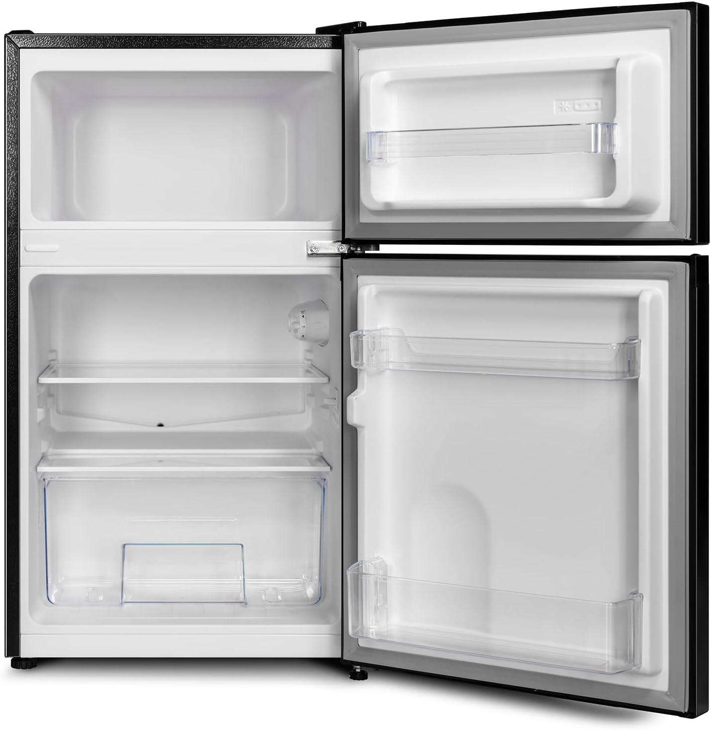 CHIQ CTT107BC Kühlschrank Klein 107 Liter, Höhe 84cm, Tiefe 55cm, Platzbedarf nur 0,3 ㎡, Mikro-Gefrierfach, Vario Box, 7 Temperaturregelstufen, geräuscharm, 87 kWh/Jahr, Schwarz