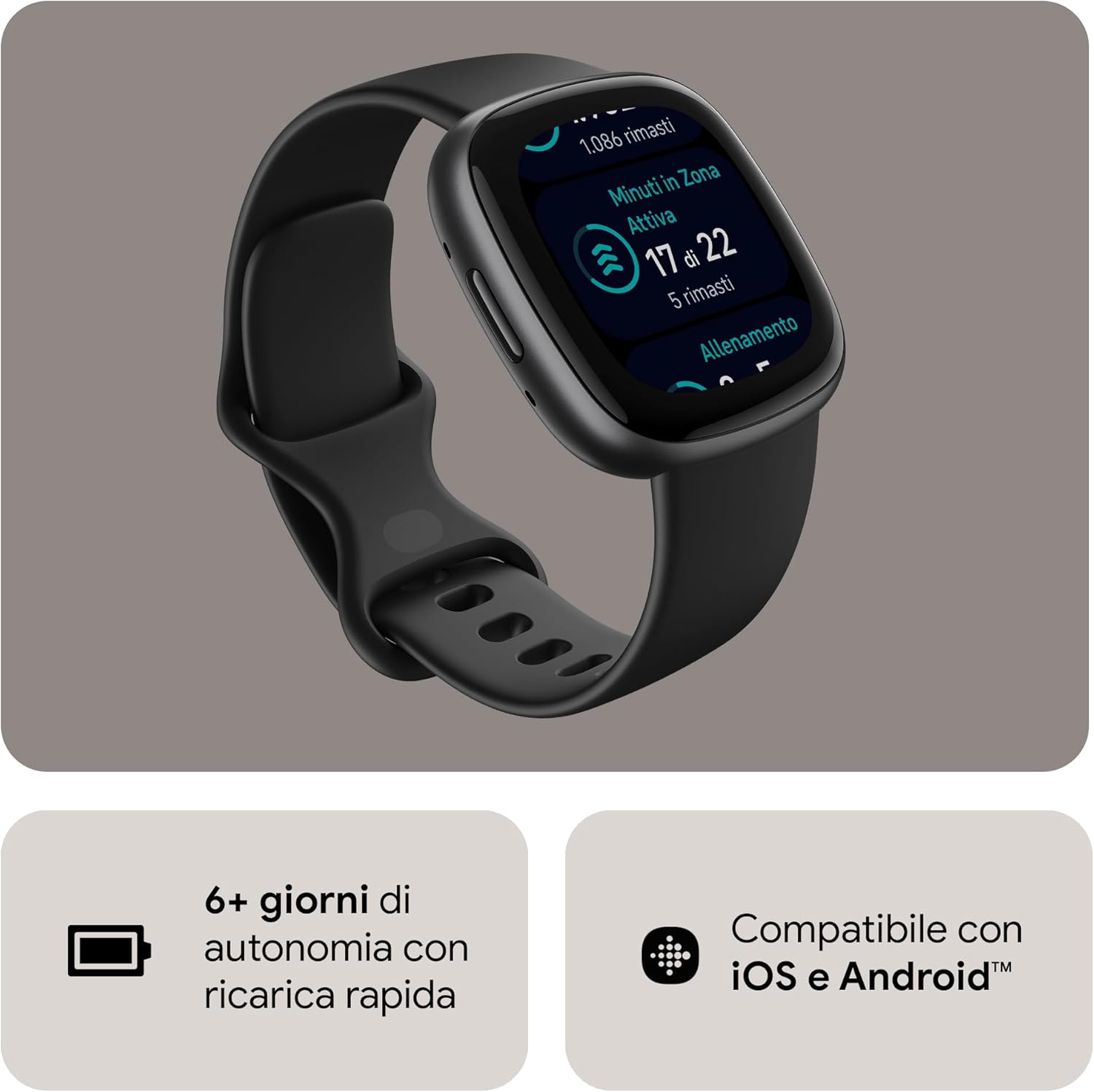 Google Fitbit Versa 4 Smartwatch per il fitness con GPS integrato, fino a 6 giorni di autonomia e compatibile con iOS 15 & Android OS 9.0