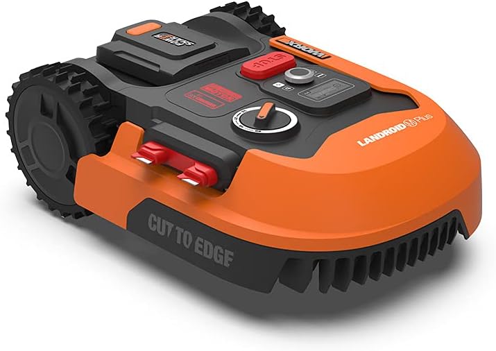 WORX Landroid WR169E Mähroboter mit Begrenzungskabel für Gärten bis 300m² - AIA Navigation - App Steuerung, WLAN, Bluetooth - Cut-to-Edge - 16 cm Schnittbreite - 30-60 mm Schnitthöhe
