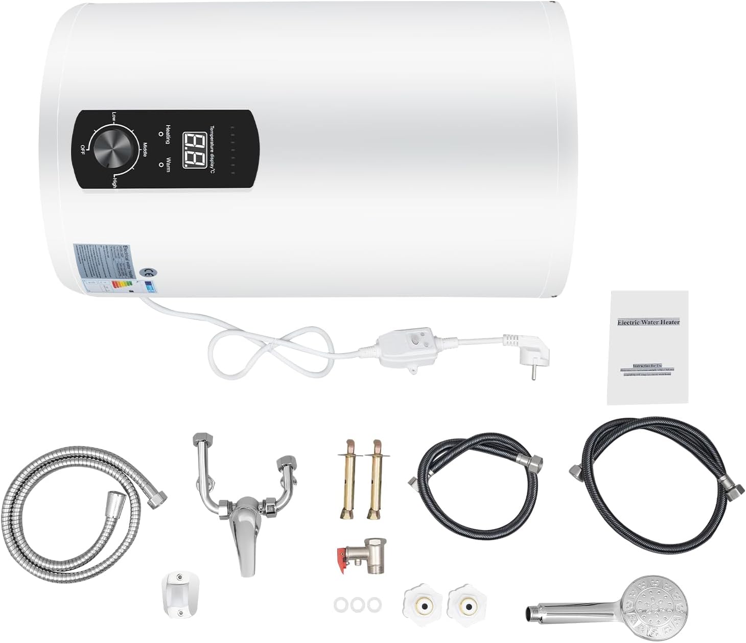 Scaldabagno elettrico verticale da 50 l, 2000 W, Boiler Elettrico, Scaldacqua Elettrico, Scalda Acqua Istantanea, regolabile da 220 V, per cucina e bagno