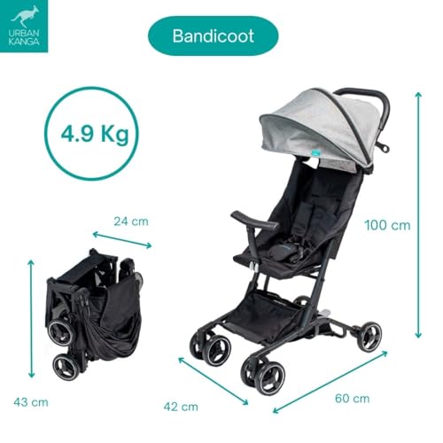 Urban Kanga Bandicoot Passeggino da Viaggio Leggero per Aereo fino a 25 kg (Grigio chiaro) : Amazon.it: Prima infanzia