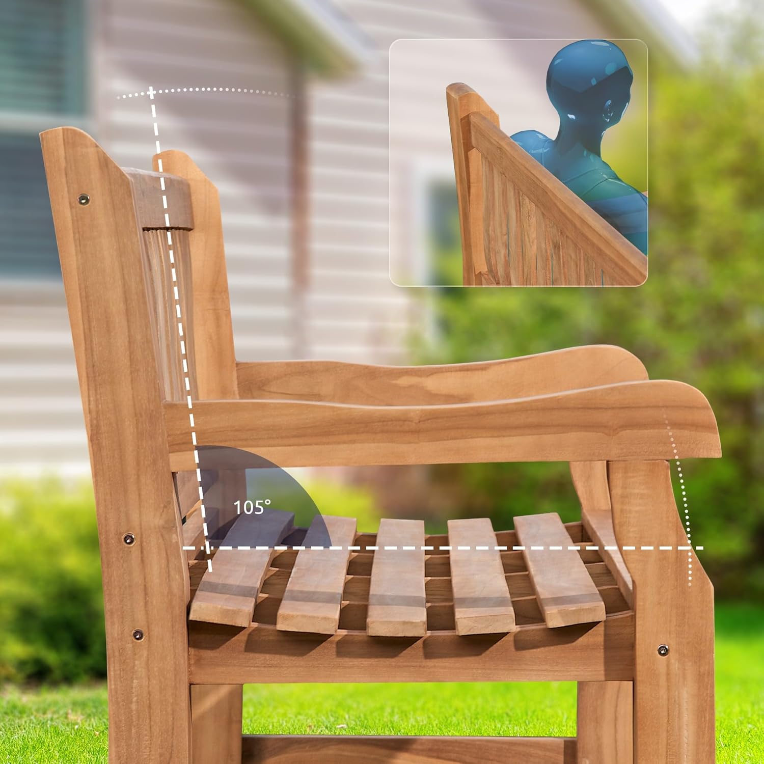 CLP Teakbank Jackson V2 I Wetterfeste Holzbank mit Rückenlehne I Stabile Gartenbank aus massivem Teakholz, Farbe:Teak, Größe:120 cm