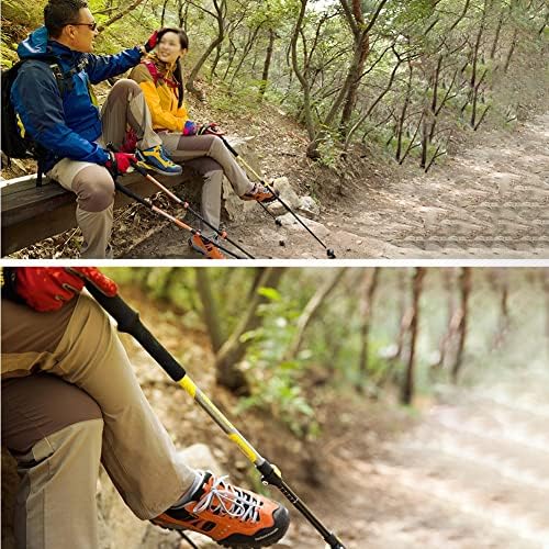 RajoNN SilteD Trekkingstock Outer Lock Carbon Teleskopischer ultraleichter dreiteiliger Carbonfaser-Gehstock Offroad-Gehkrücke (Farbe: Rot)