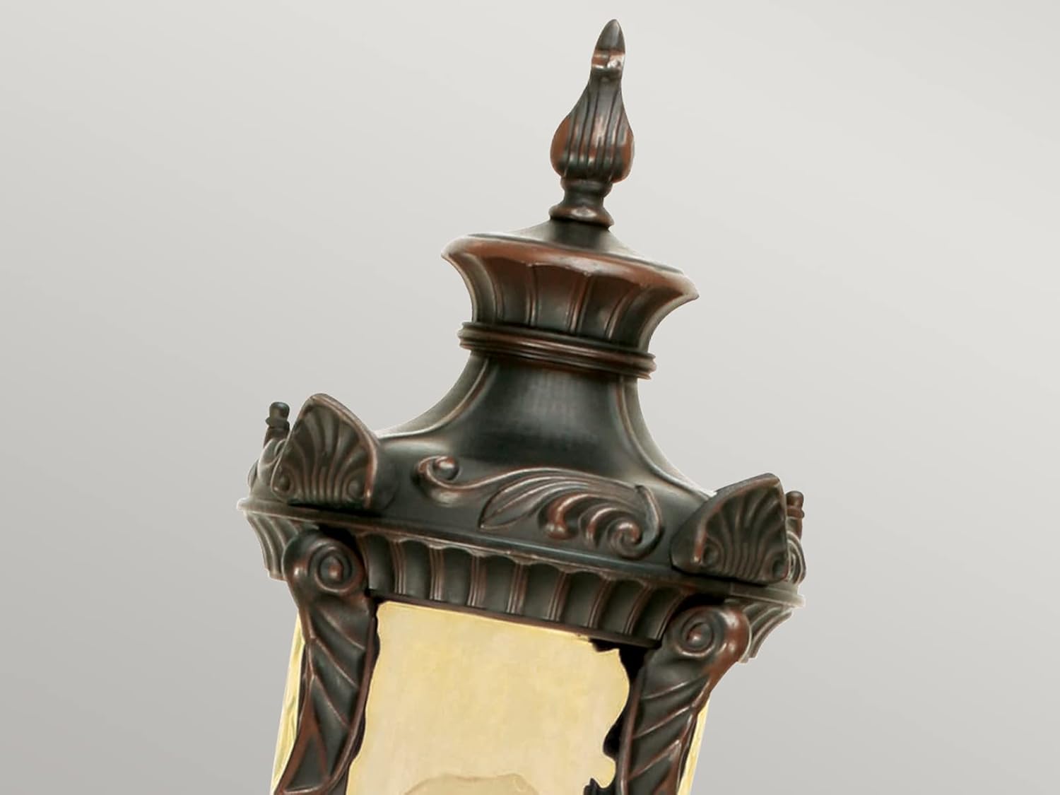 meineWunschleuchte Hochwertige Wegeleuchte im Jugendstil mit Schirm aus Amberglas, Höhe 117cm