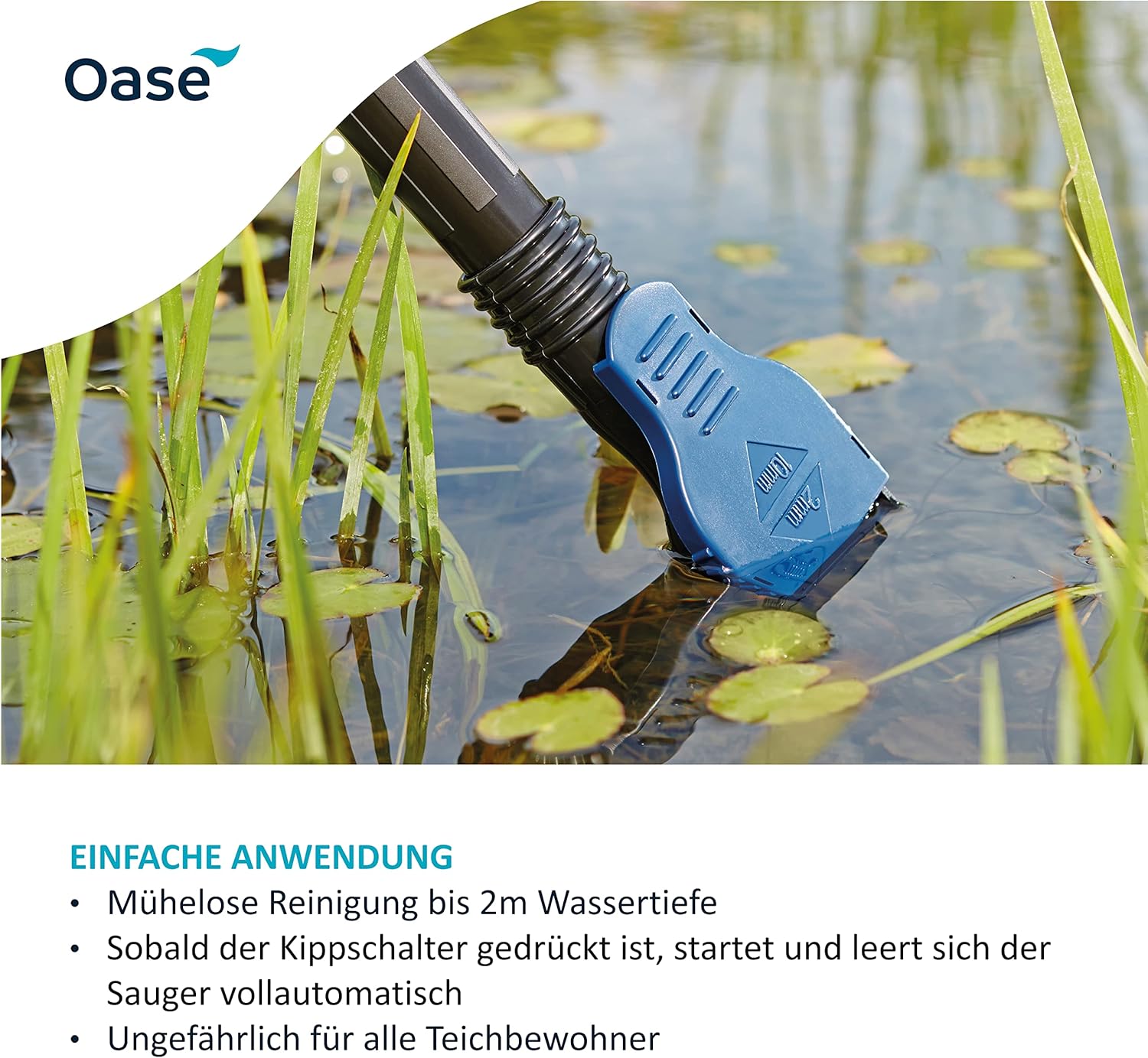 Oase 50529 PondoVac Classic, 1400 W, 3000 l/h - Teichschlammsauger, Reinigung und Wasseraufbereitung inkl. 4 Saugdüsen für für Teiche aller Art und Haushalt