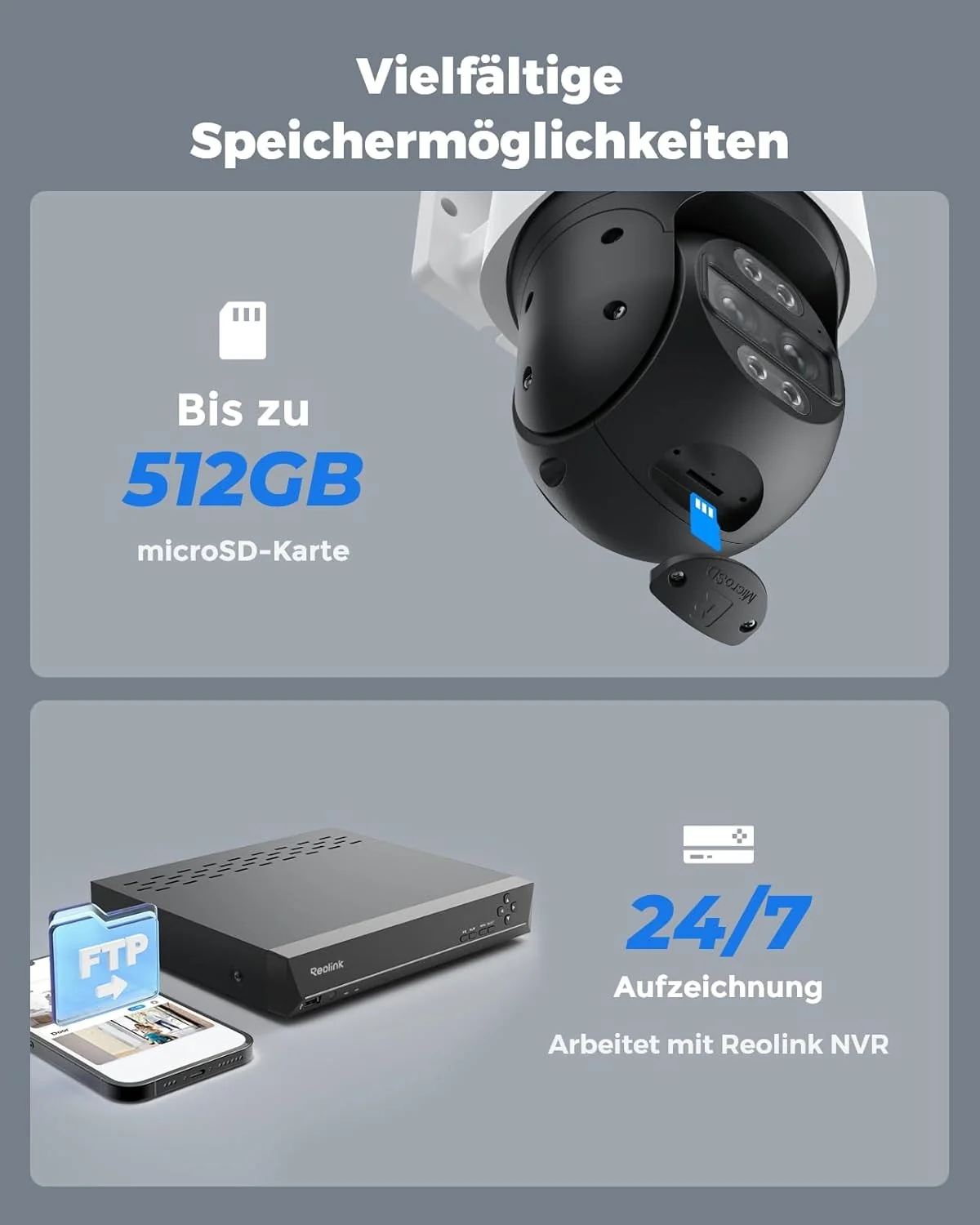 Reolink 4K 8MP Wi-Fi 6 PTZ Überwachungskamera Aussen mit Dual-Objektiv, Auto-Tracking, Smarte Personen-/Fahrzeug-/Tiererkennung, 6X Hybrid-Zoom, Farbnachtsicht, 2-Wege-Audio, TrackMix WiFi