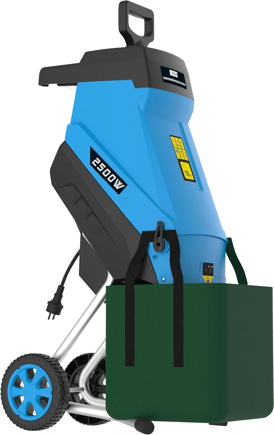 Güde Elektrorasierer, 2500 W, 45 mm, 45 L, Blau/Schwarz/Grün, Gartenhäcksler GH 2501 (, Messertechnik, wartungsarm