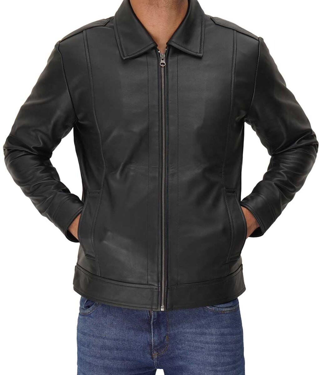 Mens Vintage Black Leather Jacket