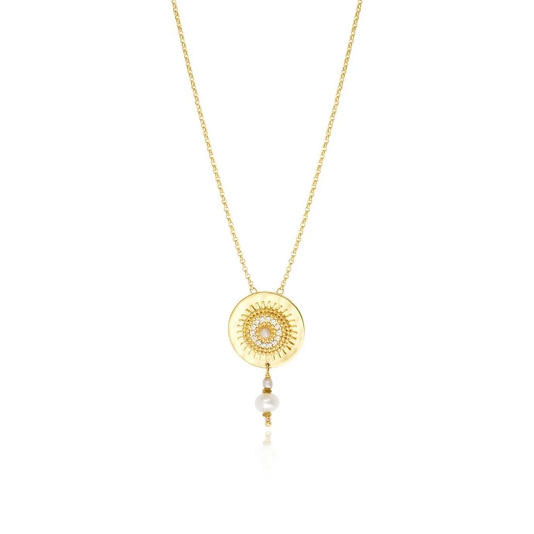 Collana Satellite dorata con perle bianche DAK40/PE