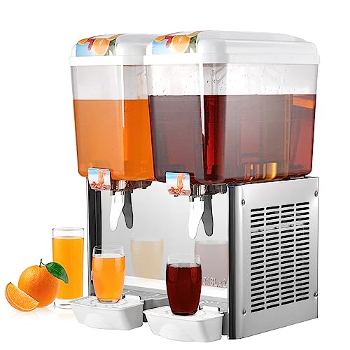 Commercial Beverage Dispenser, 2 Tanks 9.5 Gallon 36L Commercial Juice Dispenser, 18 Liter Per Tank, 280W Stainless Steel Food Grade Ice Tea Drink Dispenser with Thermostat Controlle : Home & Kitchen