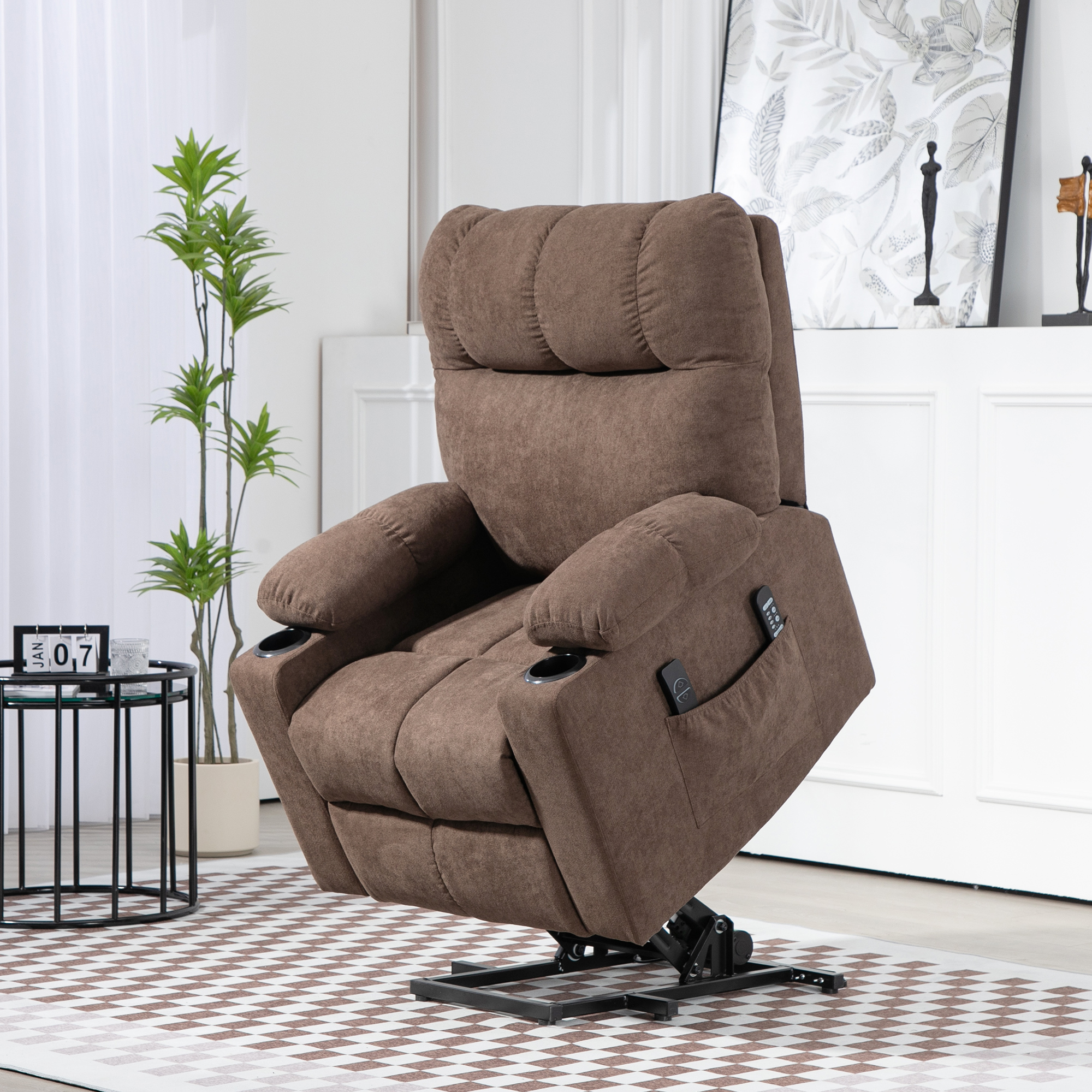 HOMCOM Relaxsessel mit Aufstehhilfe, elektrisch, 90x75x100cm, Braun