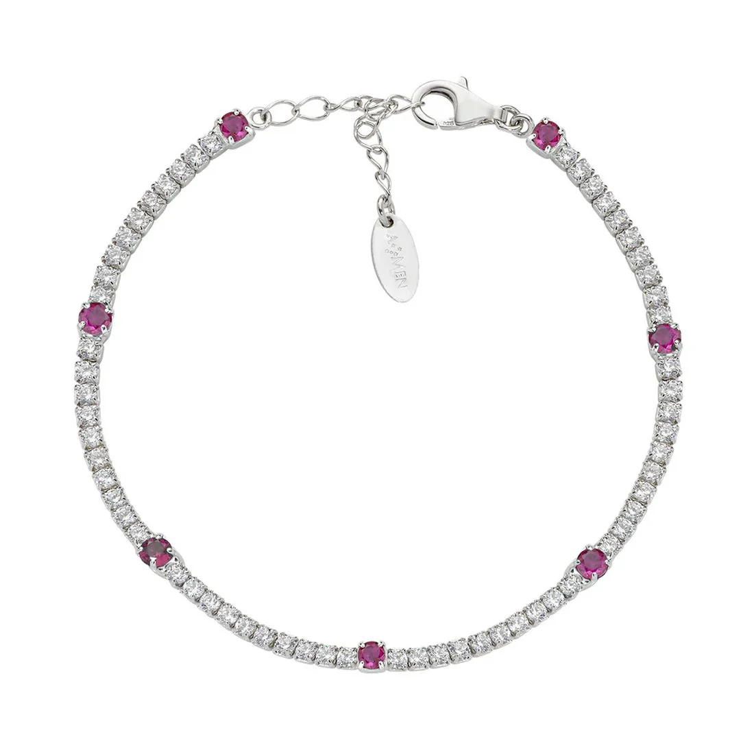 Bracciale Amen tennis con pietre rosse e bianche 2 e 3mm BTB2B3R16
