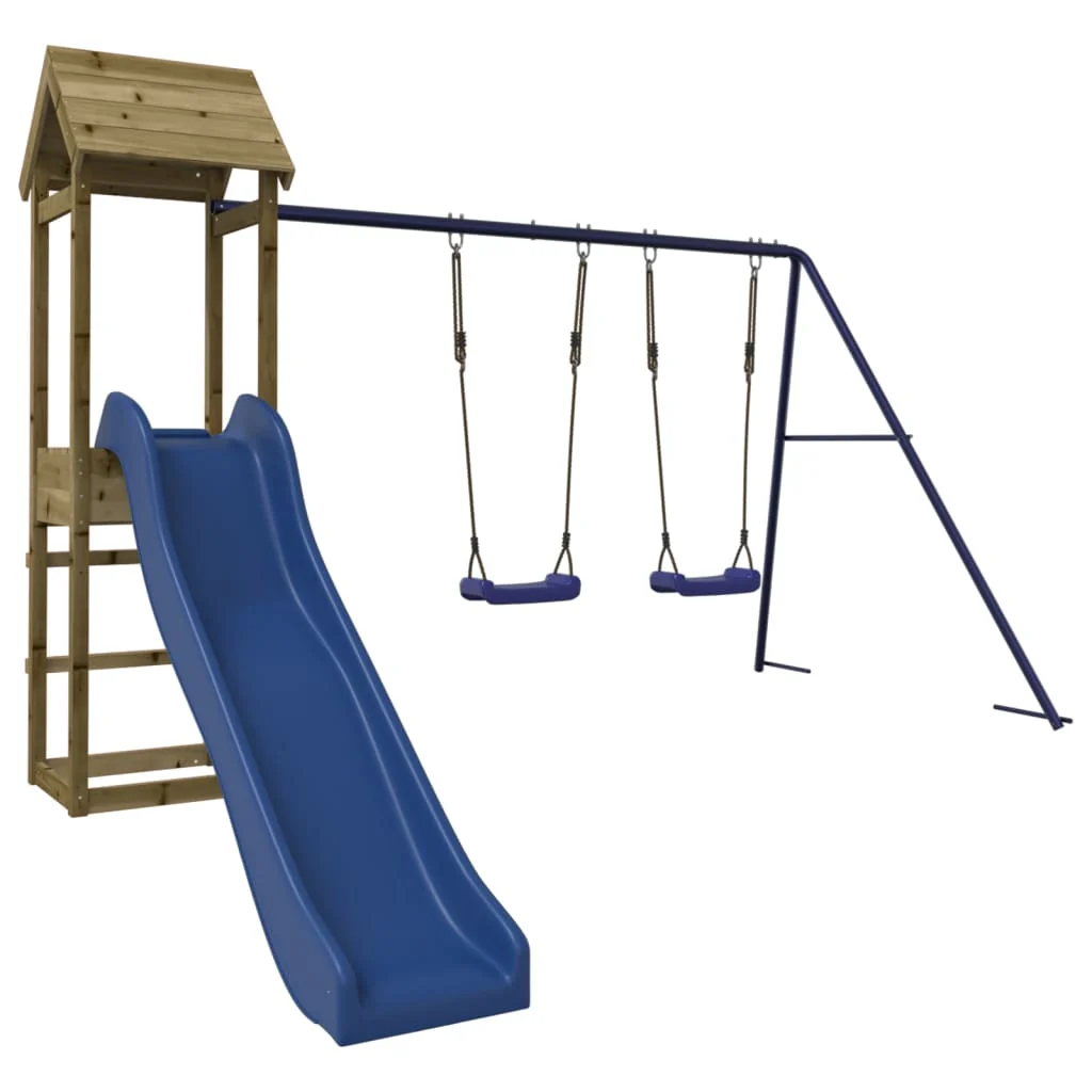 Altalene per parco giochi all'aperto scivolo altalene robuste giochi da giardino 308 x 315 x 194 cm legno di pino impregnato