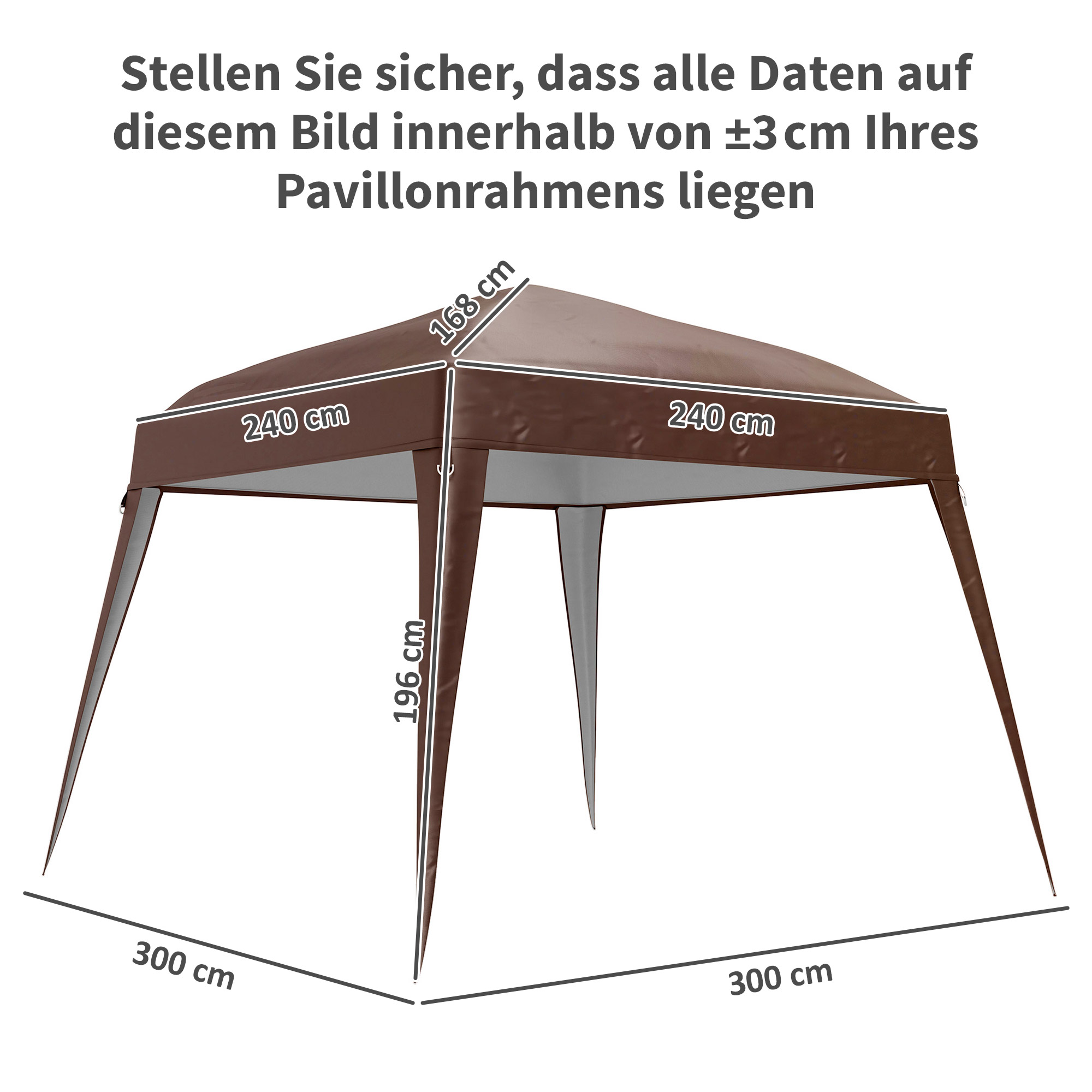 Outsunny Pavillon-Ersatzdach, Ersatzplane für 3 x 3 m Gartenpavillon, Gartenzeltdach-Ersatz, UPF50+, Oxford-Stoff, Kaffee