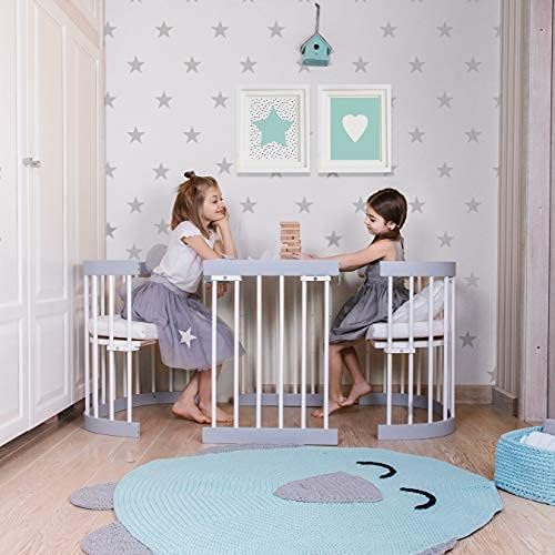 tweeto® Babybett 7 in 1 – mitwachsendes Babybett aus Holz | höhenverstellbares Beistellbett & Gitterbett | umbaubar zu Kinderbett & Laufstall (Buche Natur)
