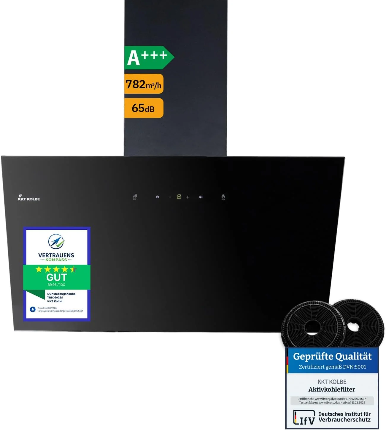 KKT KOLBE Dunstabzugshaube Wandhaube TRIO6025S, 60 cm kopffrei schwarz