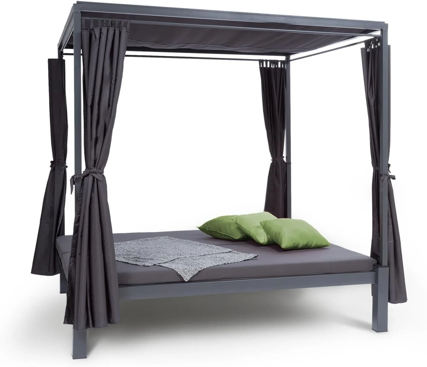 blumfeldt Senator Lounge, Lounge-Pavillon, 188 x 208 x 205 cm, max. 350 kg, Doppel-Gartenliege mit Sonnendach, komfortable Polsterung, wasserfest