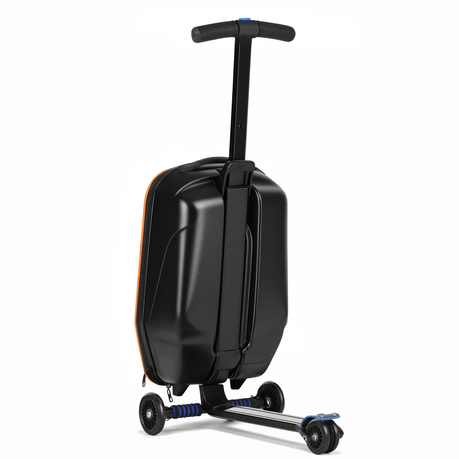 Advwin Scooter Luggage for Kids & Adults, Hardside Ride on Suitcase for Kids Ages 4-15 Multifunctional Lightweight Foldable Carry on Luggage with Wheels Ride on for Children Teenagers, Pink