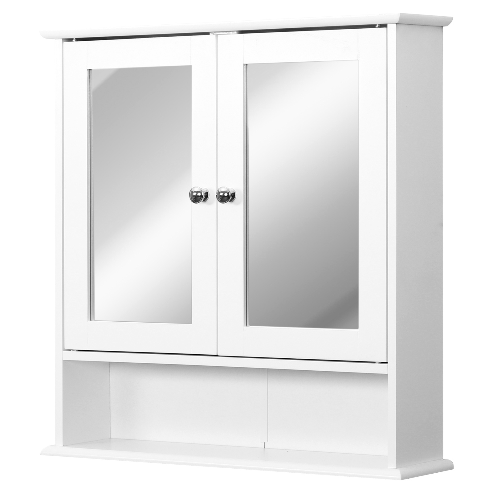kleankin Wandspiegel Badezimmerregal 56L x 13B x 58H cm Doppeltüriger Spiegel verstellbares Regal MDF Grau