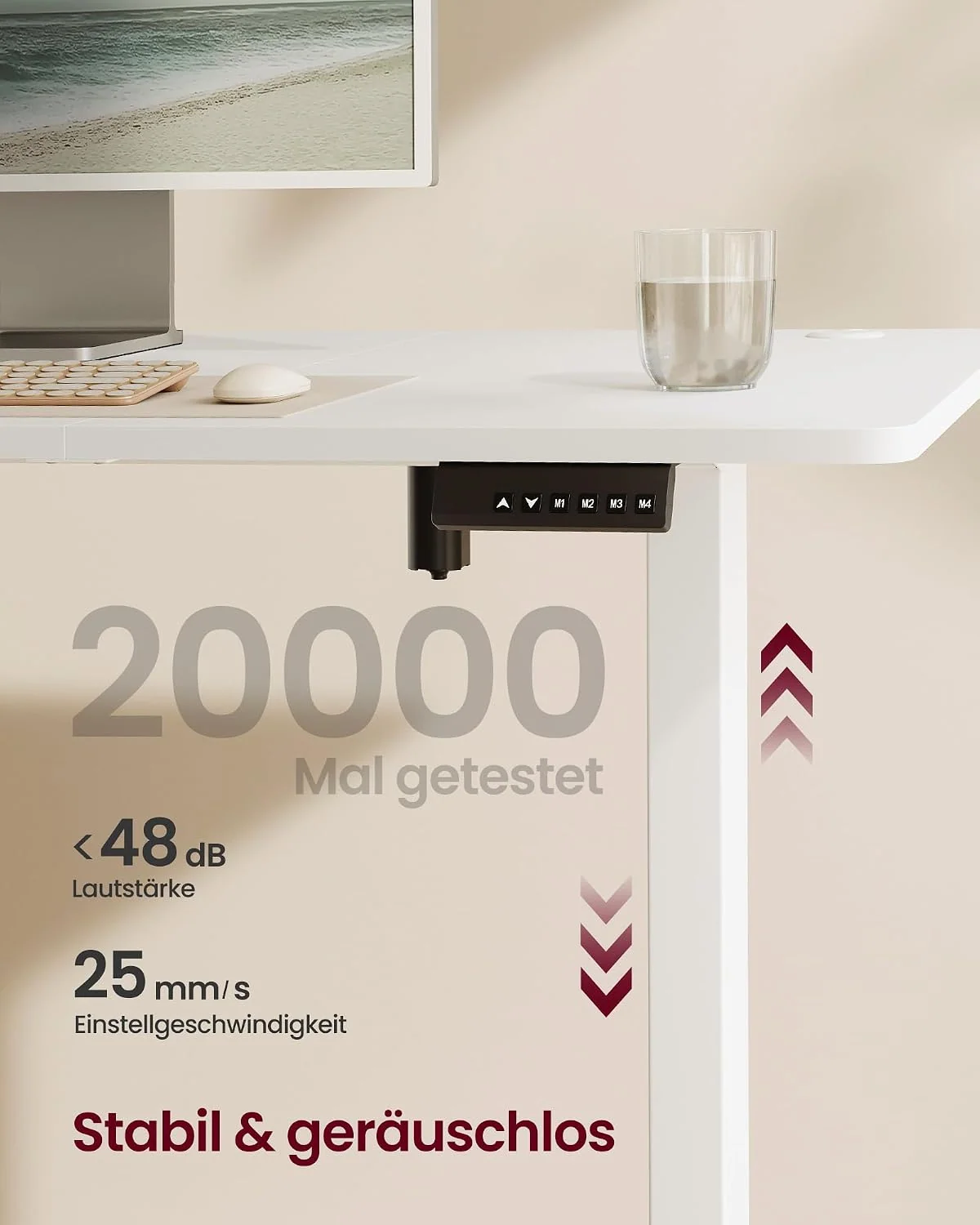 SONGMICS Elektrisch höhenverstellbarer Schreibtisch mit Memory-Funktion