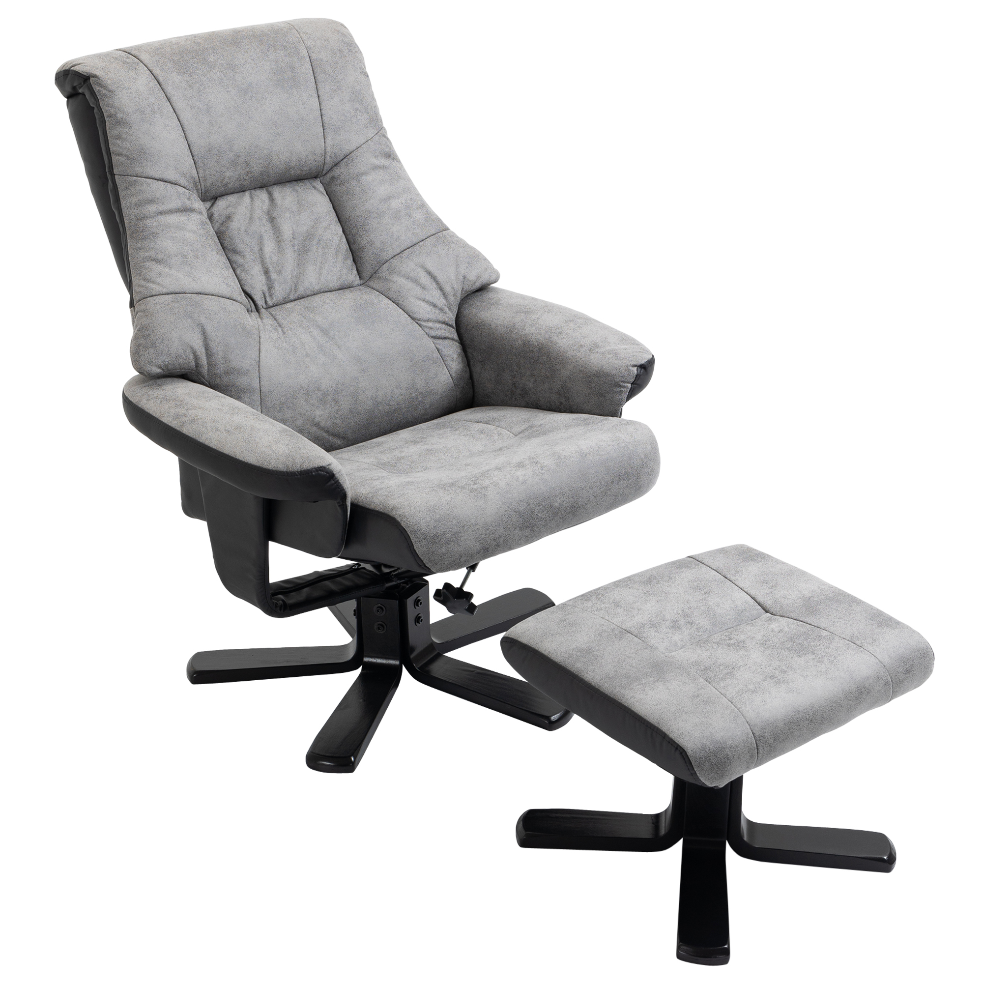 HOMCOM Relaxsessel mit Hocker, 360° drehbar, 135° neigbar, atmungsaktiver Bezug, 78 x 82,5 x 109 cm, grau