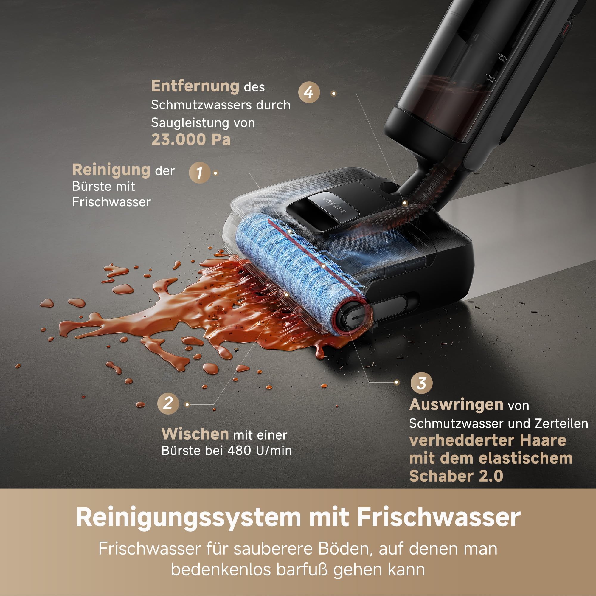 Nass- und Trockensauger H15 Mix 7-in-1 mit KI-Roboterarm und 23.000 Pa Saugkraft, 100 °C Bürstenreinigung und 5 Min. 90 °C Trocknung