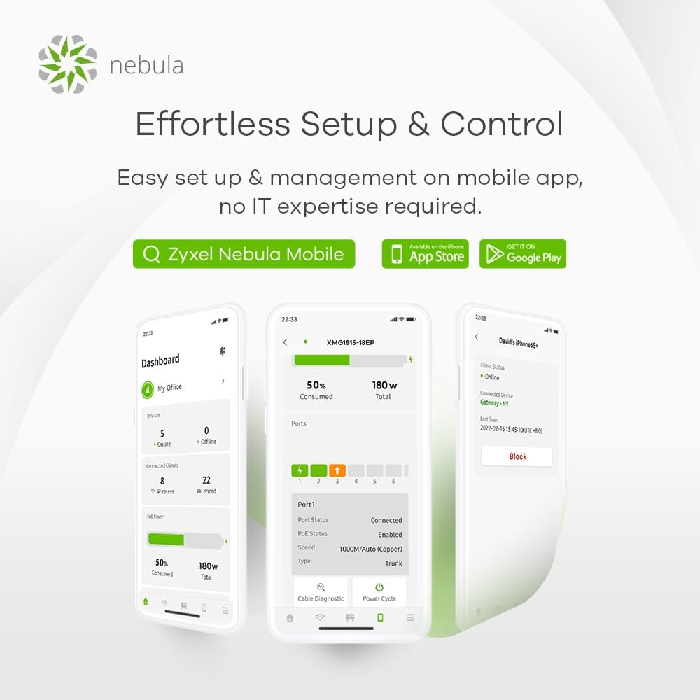 Zyxel 5G NR 4,67 Gbps Router interno| Router AX1800 WiFi 6| Nebula Cloud Management| Condividere il WiFi con 64 dispositivi [Nebula FWA505]