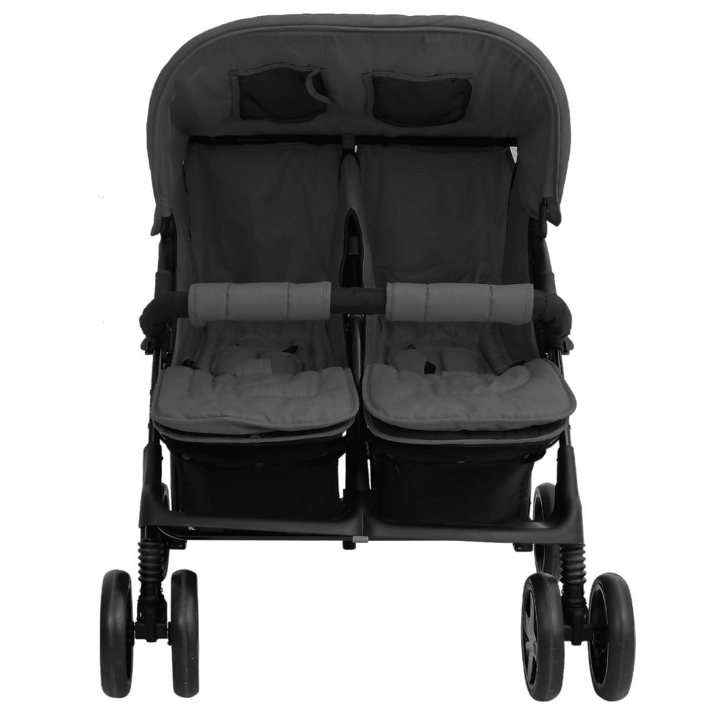 Kinder-Buggy aus Stahl, Leinen in Dunkelgrau
