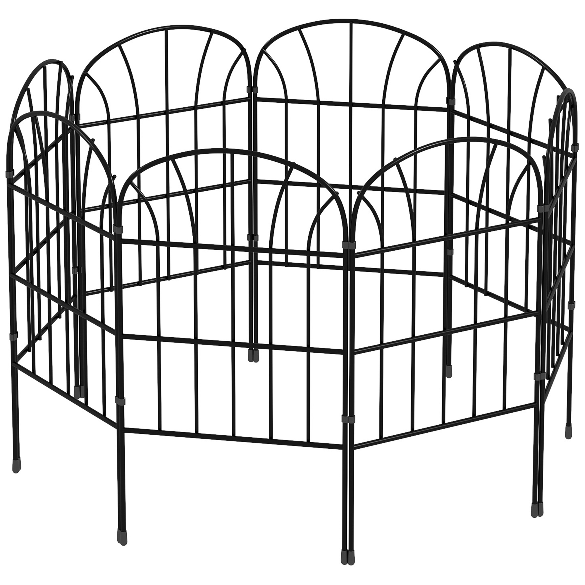 Outsunny Gartenzaun, 8 Elemente, formbarer Metallzaun, Raumteiler, 264x61 cm, Schwarz