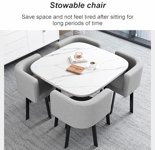 Generico Set Tavolo e Sedia da Salotto, Tavolo da Pranzo Quadrato e 4 sedie, Set da caffetteria, Tavolo da Svago, Stile retrò, Ufficio, Salotto, Cucina, 80 cm, 1 Tavolo e 4 sedie (Colore: Nero, Dimen