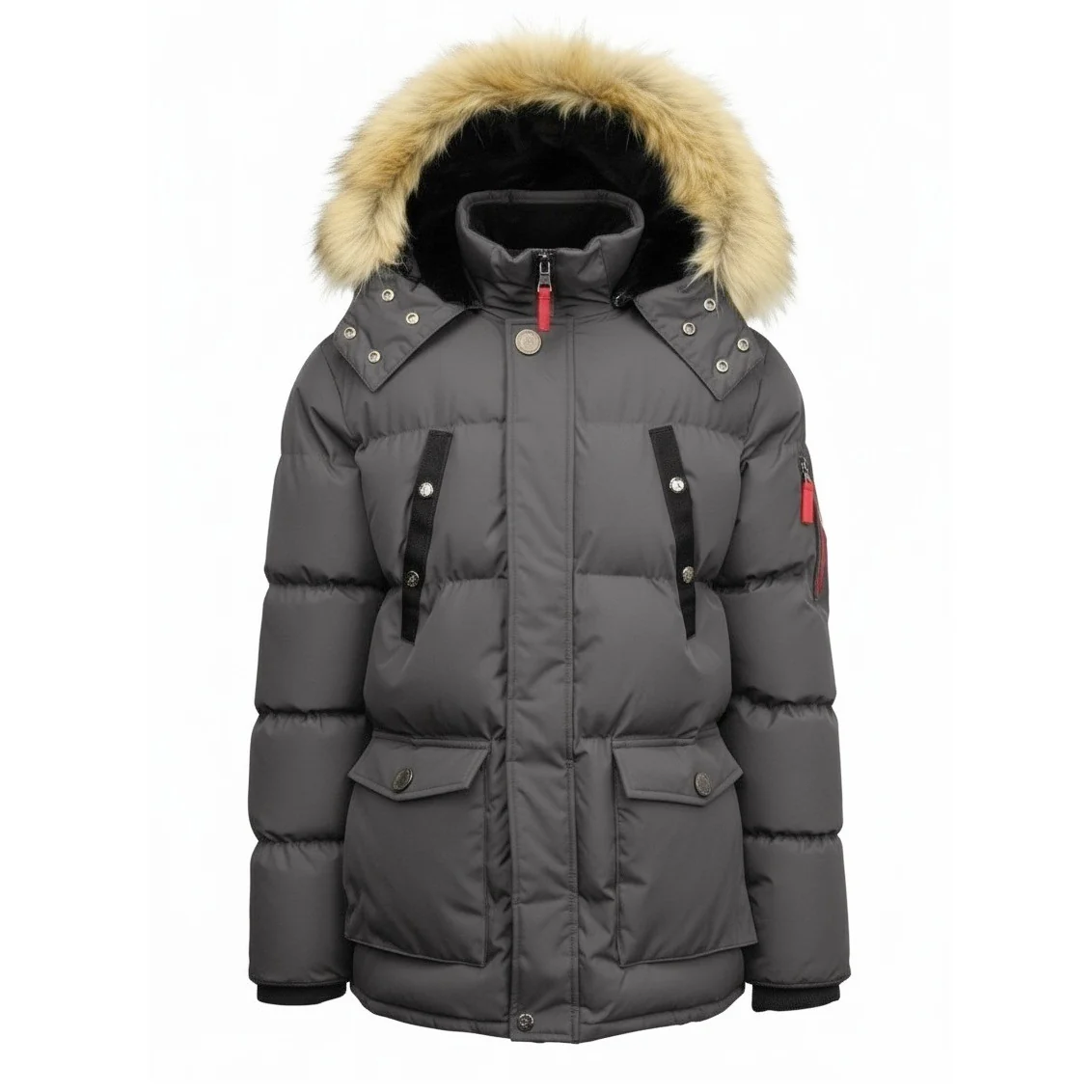 12 Pack Adult Heavy Parka Jacket with Fur Hood in Grey