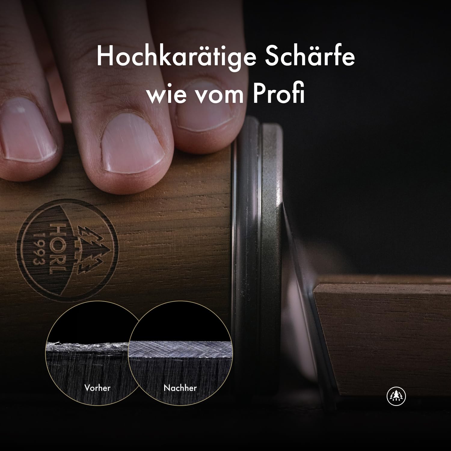 HORL 2 Nussbaum Rollschleifer Messerschärfer für rasiermesserscharfe Klingen mit 15 und 20 Grad Schleifwinkel