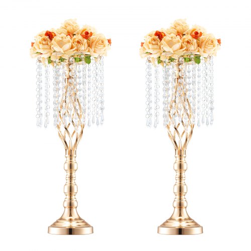 VEVOR 2x 55cm Gold Blumenständer Kristall Blumenvase Hochzeit Dekoration Vasen