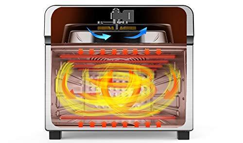 Geek Chef Air Fryer Toaster Oven, 6 Slice 24QT Convection Airfryer Countertop Oven, Roast, Bake, Broil, Reheat, Fry Oil Free, Cooking Accessories Included, Stainless Steel, Silver, 1700W