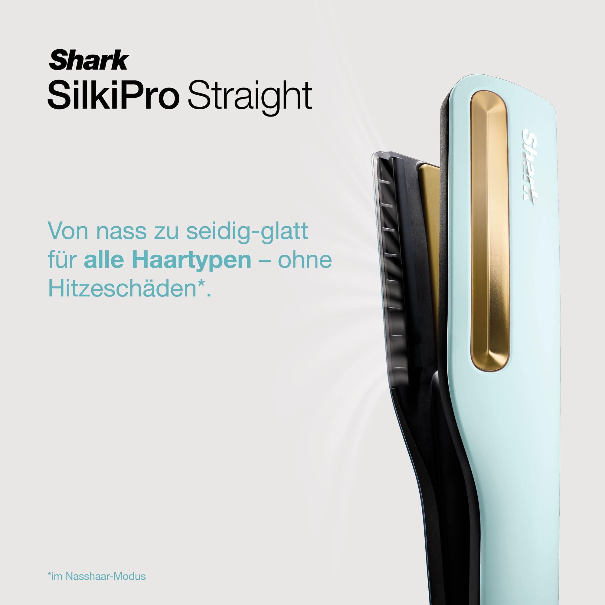 2-in-1 Haarglätter und Haartrockner SilkiPro mit Keramikplatten und 3 austauschbaren Kämmen, 230 °C, blau