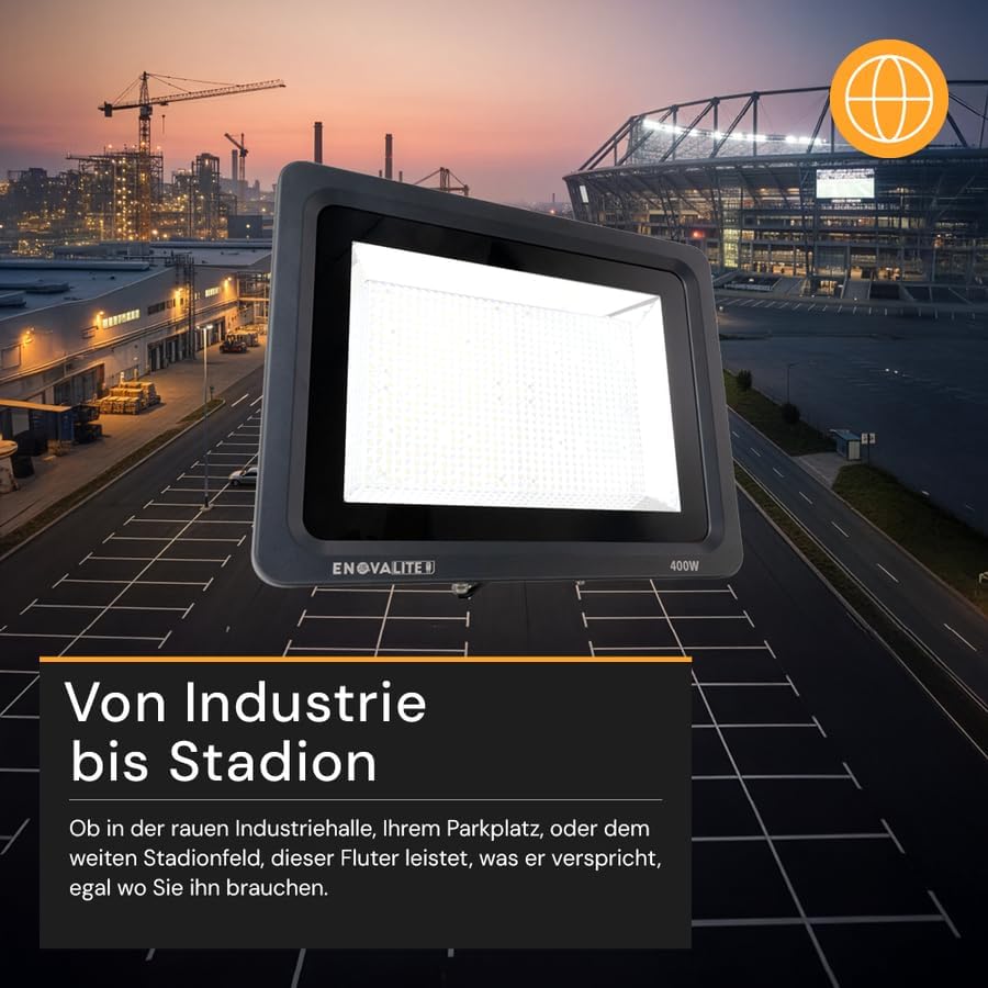 LED Stadion Fluter 500W 60000lm - Flutlicht LED Strahler außen 5000K neutralweiß, 60° Weitwurf, IP65 wasserdicht, Stadionlicht für Sportplatz, Baustelle - LED Scheinwerfer 230V