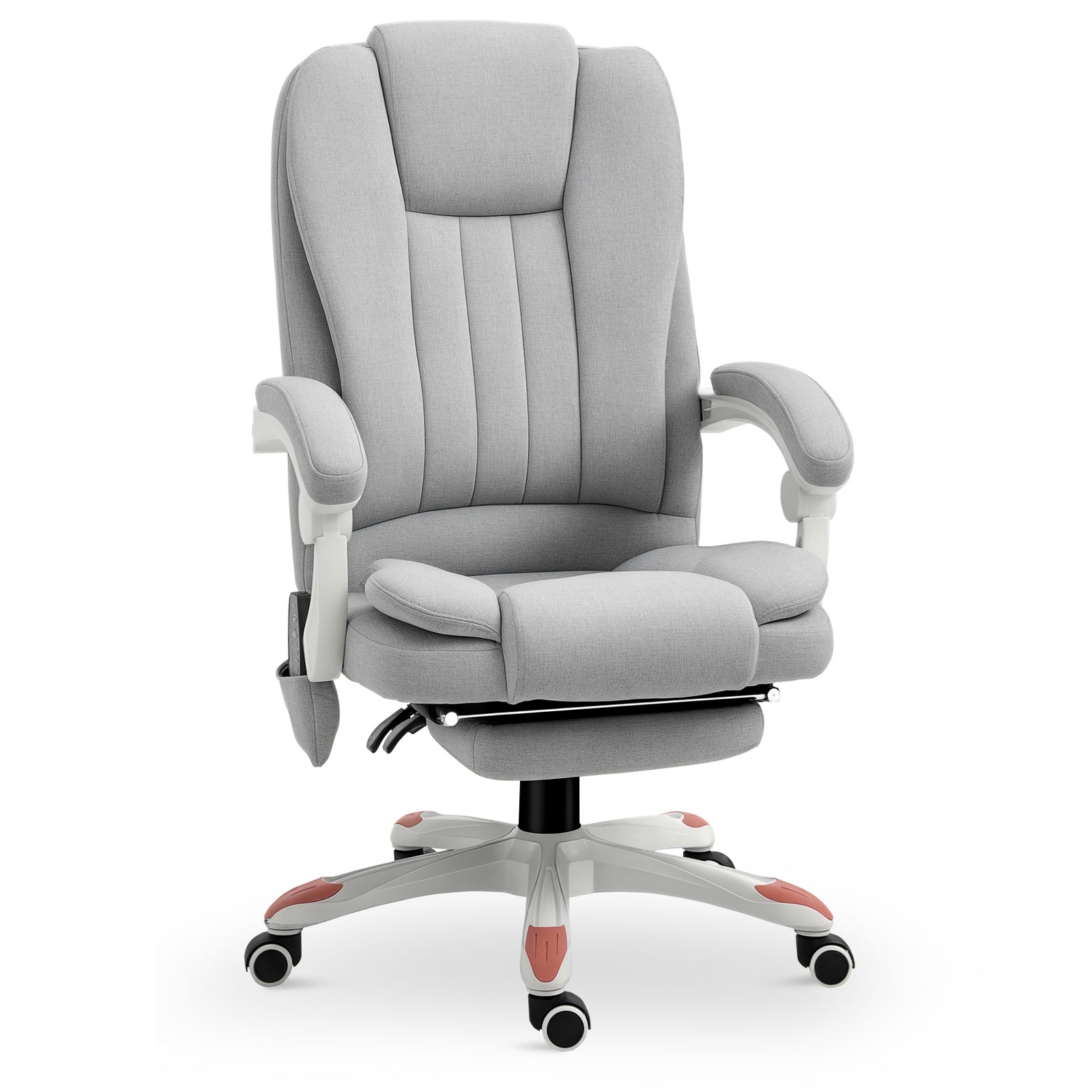Vinsetto Massage Sessel, Bürostuhl, Gaming Stuhl, Polyester, Schaumstoff, Nylon, Grau, 66 x 63 x 107-115 cm