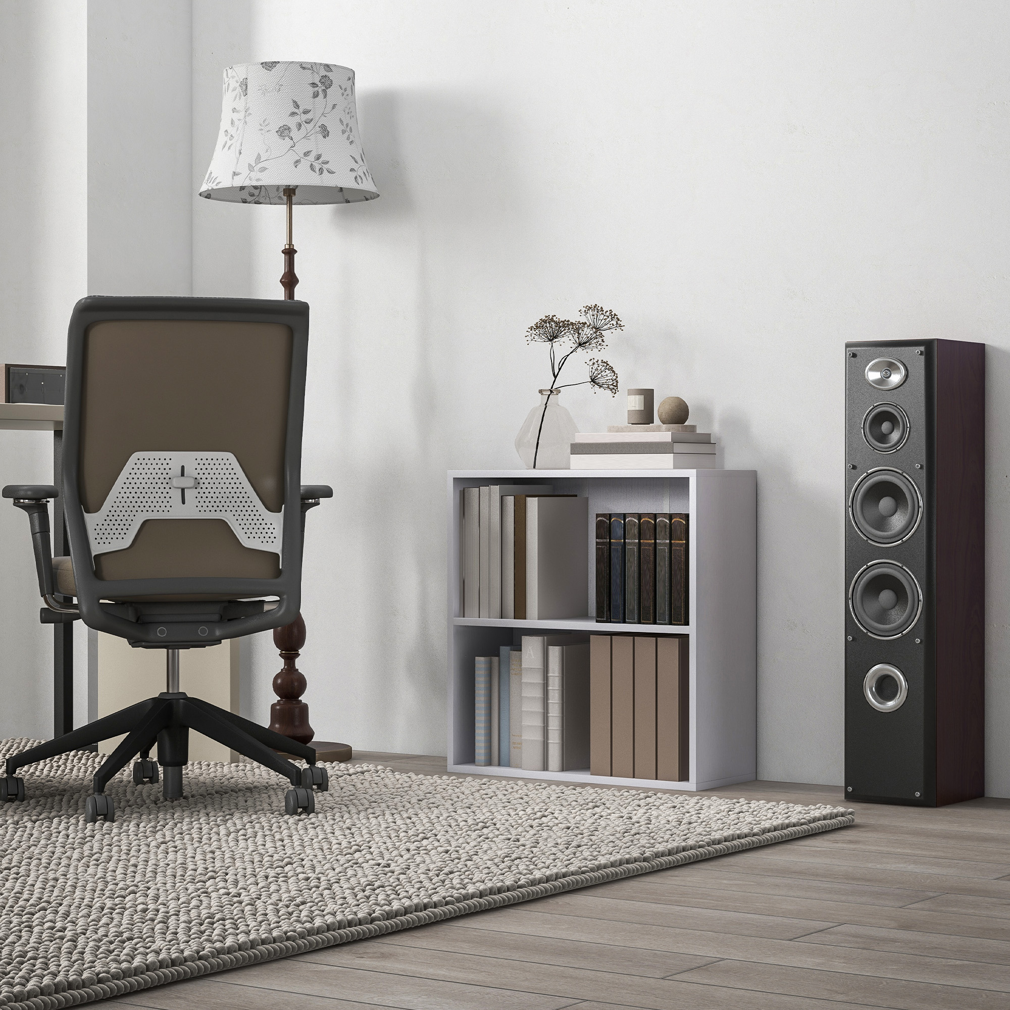 HOMCOM Bücherregal mit 2 Fächern und verstellbarem Regal, 60 x 24 x 63 cm, weiß