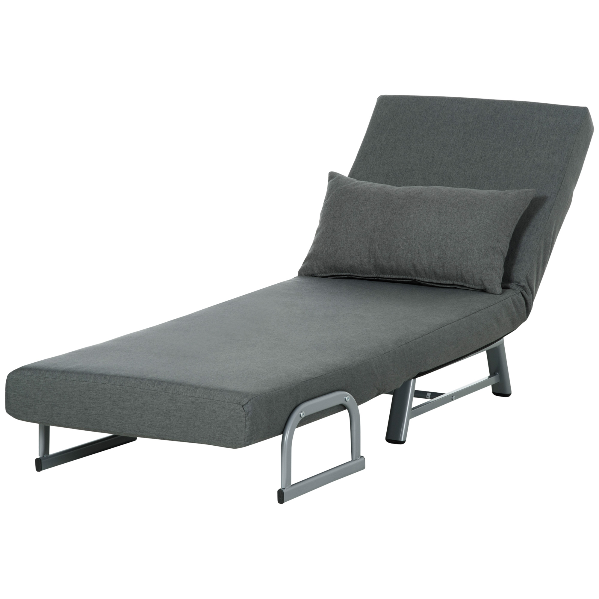 HOMCOM Schlafsessel, Polstersessel, zum Gästebett umwandelbar, ergonomisch, Dunkelgrau