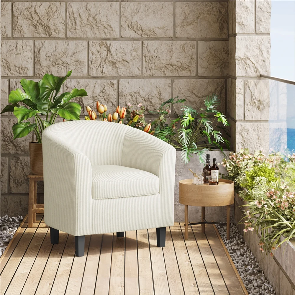 Renwick Faux Leather Barrel Accent Chair for Living Room, Set of 2, Black